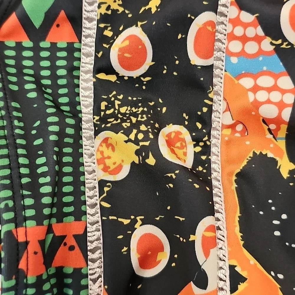 Swim, Summer, Vacation, Multicolor, Swimsuit, Beach, Bodysuit, Black, Orange
